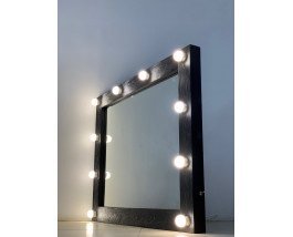 Черное гримерное зеркало 70х70 с подсветкой